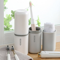 휴대용 커플 듀얼 칫솔 케이스 치약 보관 통 여행용 칫솔 꽂이 위생 양치컵 화이트, ECOCO 화이트