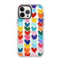 CASETiFY 아이폰 13 프로 맥스용 임팩트 케이스 - 물방울 무늬 하트 - 클리어 프로스트