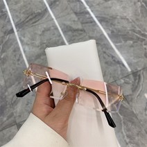 자외선 uv차단 여성 선글라스 빈티지 패션 무테 직사각형 그라디언트 UV400 용 여름 여행 2021 년 신제품
