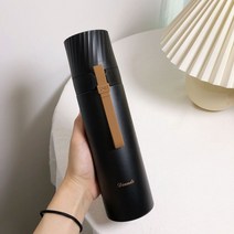빈티지 텀블러 대용량 남녀 304 스테인리스 스틸 휴대용 사무실 물컵, 물뚜껑500ml-재즈블랙, 컵+랜덤 스티커