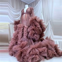 퍼프 러플 임산부 얇은 명주 그로스 가운 사진 촬영 러플 임산부 드레스 베이비 샤워 베이비 샤워, 158.5XL  5