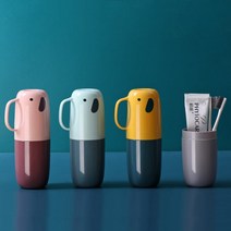 어린이집 코끼리 칫솔통 휴대용 칫솔치약 케이스 양치컵세트, 레드