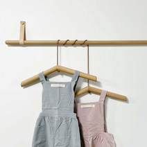 가죽고리 원목 가로형 벽행거 옷걸이, 내츄럴 380_800mm, 옵션선택