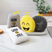 구디푸디 스마일 아크릴 스펀지 수세미 4P SET, 스펀지 4종