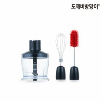 NEW 무선 도깨비 방망이셰프 3종 세트(다지기초퍼+휘스크+세척솔), 색상:레드