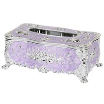 북유럽 엔틱 티슈 케이스 인테리어소품 집들이 선물, 보라 실버, 1개