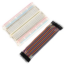 GTBL Breadboard Experiment Board 400 Contacts & 40Pcs 20Cm 2.54Mm Male To Jumper Wire Cable For Ardu, 01 White with red  blu