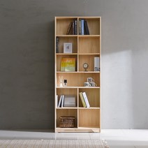 씨앤씨구스 사무용책장 트리진 엘핀 미송원목 800 6단책장 오픈형 책장, 내추럴