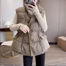 밀크봉봉 여성의류 허리 조임 슬림 숏 패딩조끼