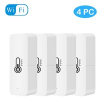 와이파이온도계 온습도 wifi 스마트 센서 온도계 습도계 Tuya스마트 와이파이 ZigBee 온도 습도 실내 컨트롤러 알렉사 구글 홈으로 모니터링, WIFI 4CS, 04 WIFI 4pieces