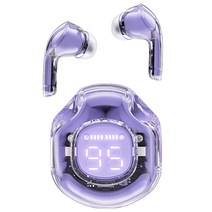 ACEFAST T8 투명 블루투스 이어폰 듀얼 노이즈 캔슬링 디지털 디스플레이 블루투스 5.3, alfalfa purple