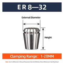 콜릿 척 스프링 R 비트 밀링 선반 도구 조각 기계, 20.ER16-4mm - ER Collet Chuck, 1개