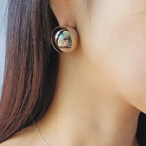 왕 볼 포인트 포인트 세련된 디자인 원터치 여자 연예인 데일리 여름 큰 귀걸이 1245