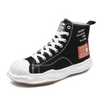 남성용 옥스포드 하이탑 스니커즈 운동화 봄 녹색 하이 탑 스니커즈 남성 쉘 플랫폼 신발 디졸브 솔 스트리트웨어 캔버스 신발 남성 가황