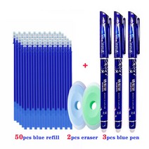 55 개/대 컬러 잉크 지우개 펜 리필 막대 0.5mm 마법 지우기 젤 빨 손잡이 사무실 학교 쓰기 편지지 385ea3 385ea2, 03 55pcs blue set B