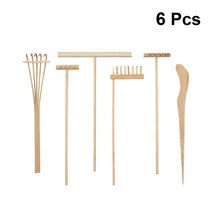 1 Set/6 Pcs 대나무 갈퀴 원예 분재 화분 도구 미니 차 세트 레이크 샌드 락 푸시 드로잉 펜 세트 데스크탑 장식 Accessori|피규어 & 미니어처|, 1개, Picture 1