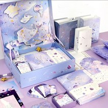 다이어리 꾸미기 세트 다꾸 문구세트 3D입체 팝업박스 어린이 선물세트 선물종이백포함, 샬로우 사쿠라(핑크) 선물종이백포함