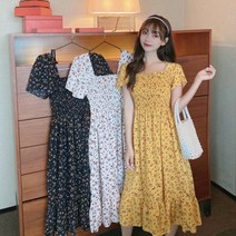 아리썬 여성 캐주얼 플라워 스모그 밴딩 원피스 43