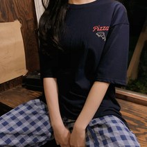 마일드문 세상힙한 PIZZA 박스티 (4color) 남녀공용 커플룩 빈티지 반팔 티셔츠
