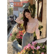[7번가] 작은 거품 소매 꽃 무늬 셔츠