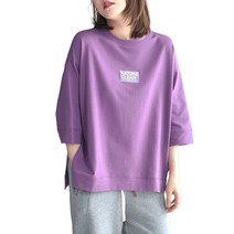 여성 봄 여름 라운드넥 티셔츠 7부소매 반팔티 빅사이즈 SFW0318014