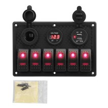 12v24v 로커 스위치 패널 트럭 캠퍼 rv 요트 해양 자동차 6 갱 듀얼 usb, 1