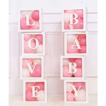 벌룬 데코 박스 - Letter Cube box Party Decoration 풍선박스 벌룬박스 풍선상자, 핑크박스 1pcs