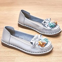 클래식 화이트 태슬 모카신 천연 가죽 로퍼 여성용 나비 매듭 플랫 슈즈 패션 여성 슬립 온