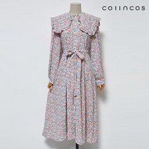 코인코즈 카라넥 셔링 리본 플라워 원피스 (IY2SO2240)
