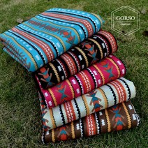 감성캠핑 텐트 방습 매트 에스닉 카페트 피크닉 차박매트, 블루