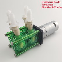액체이송펌프듀얼 펌프 헤드 연동 펌프 워터 펌프 고 유량 Saint-Gobain PharMed BPT tube, 02 24V