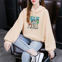 크로스오버 상 봄가을 얇은 맨투맨 여 캐릭터 후드 상의 패션 캐주얼 빅사이즈 여성복 출처