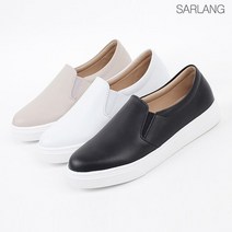 (국내제작) 여성 천연가죽 베이직 밴딩 가죽 슬립온 3cm