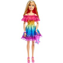 Barbie 갈색 머리카락을 가진 대형 인형 71.1cm(28인치) 높이 무지개 드레스 및 스타일링 액세서리 슈팅 스타 핸드백 포함 183463, 28