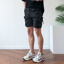 26-41 빅사이즈 아이스 지퍼 카고 포켓 카모 밴딩 스판 4부 반바지 팬츠 3color