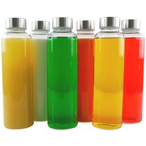 Brieftons 뚜껑이 있는 붕규산 유리 물병: 투명 6팩 532.3ml(18온스)
