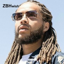 고급선글라스 Rimless Square Sunglasses 남성 브랜드 디자이너 직사각형 그라데이션 선글라스 금속 절단 렌즈 남성 그늘 Oculos De Sol