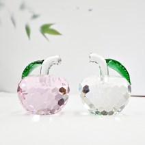 사과 문진 크리스탈 유리 애플 장식품 오브제, 핑크 6cm
