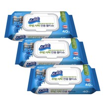 크리넥스 스카트 주방 식탁 전용 물티슈 캡형 40매 X 3팩, 단품, 단품