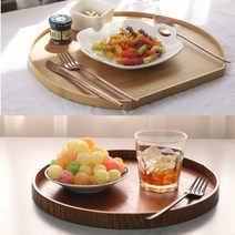 반달 원형 우드 원목 나무 빵 카페 트레이 나무 원목 쟁반 2type, 우드반달트레이
