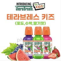 테라브레스 키즈 가글 포도. 수박. 딸기맛 구강청결제 10 16OZ, 딸기, 1개