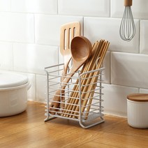 마벨인홈 걸이겸용 물빠짐 철제 사각 수저통, 화이트