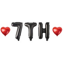 7TH 숫자 알파벳 하트 풍선 세트, 04.블랙 7TH