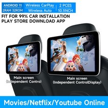 차량용TV 캠핑카 모니터 JIUYIN 자동차 화면 뒷좌석 머리 받침 TV 안드로이드 자동 와이파이 넷플릭스 유튜브 온라인 비디오 플레이어, 3.2Units Monitor WIFI