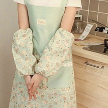 H형 길이조절 방수 앞치마, 그린, 플라워