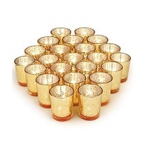 볼렌스 실버 파티 장식 72pcs 결혼식 신부 및 베이비 샤워를 위한 머큐리 글라스 보티브 캔들 홀더 세트, 골드