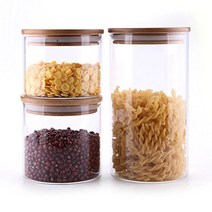 ComSaf Airtight Canisters for Bulk Food Storage Set of 3-17/22/43oz BPA Free High Borosilicate Glas, 1, 기타