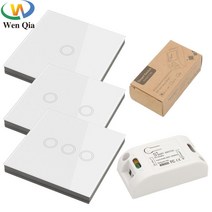 스마트스위치 iot 무선 전등 스마트 스위치 wenqia 터치 라이트 원격 제어 433mhz ac 110v 220v 10a 수신기 86 wall panel for smart