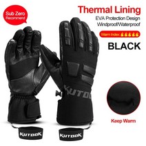 스키 스노우 장갑 kutook 염소 가죽 겨울 눈 방수 보드 열 야외 스포츠 방풍, l, 서멀 블랙