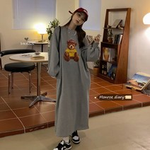 만씬 캐주얼 맨투맨 루즈핏 니트 원피스